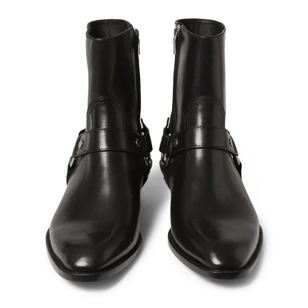 2025 High-top Men's Heightened Thick-soled Pointed-toed Chelsea British Casual Trendy High-heeled Ankle Boots - Image 4