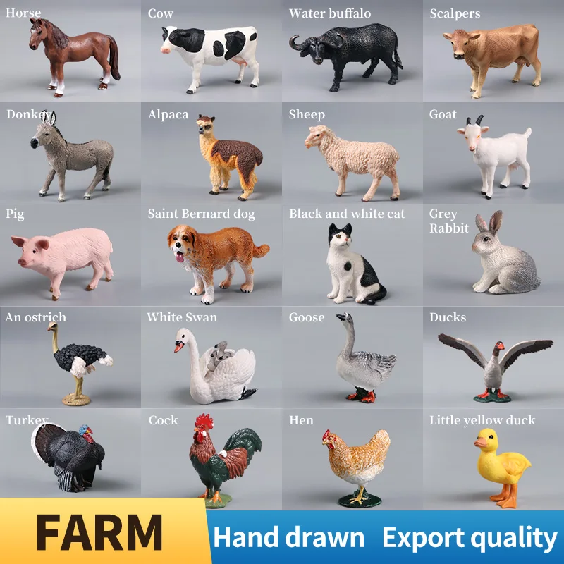 Set de Figuras de Animales de Granja en Miniatura de PVC Sólido - Pollo, Pato, Ganso, Cisne, Gallina, Figuras de Acción Educativas, Regalo de Navidad para Niños