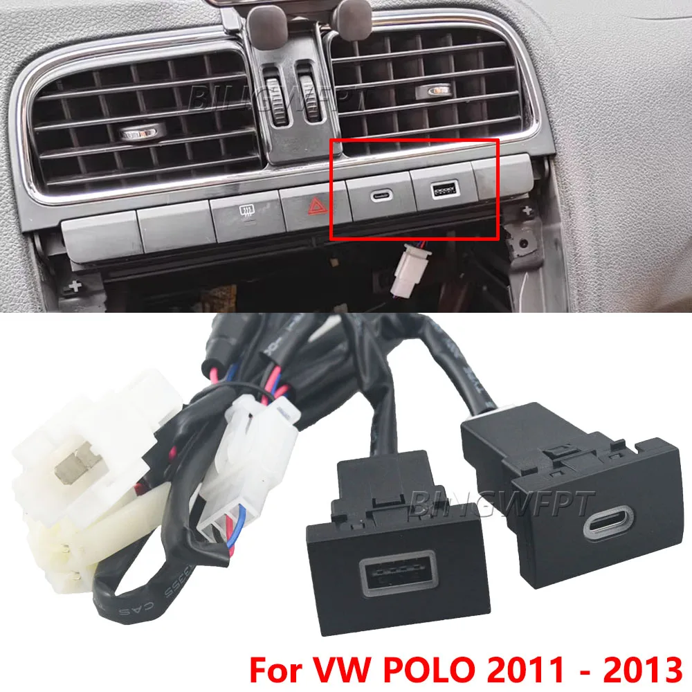 High Quality 1PC Quick Car Charger Socket 12V/24V USB Charging Outlet Power Adapter QC3.0 PD Type for VW Volkswagen Polo 2011-13