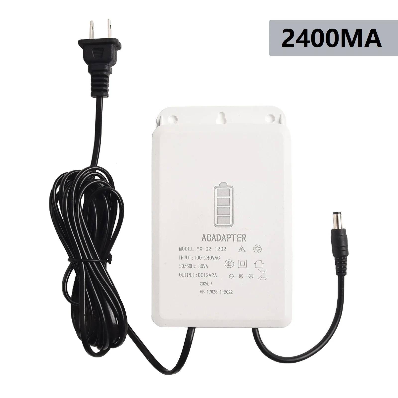 

Backup Power Adapter 12V2A Monitoring Camera Adapter Flame-retardant Shell Overcharge Protection For Outdoor Monitoring
