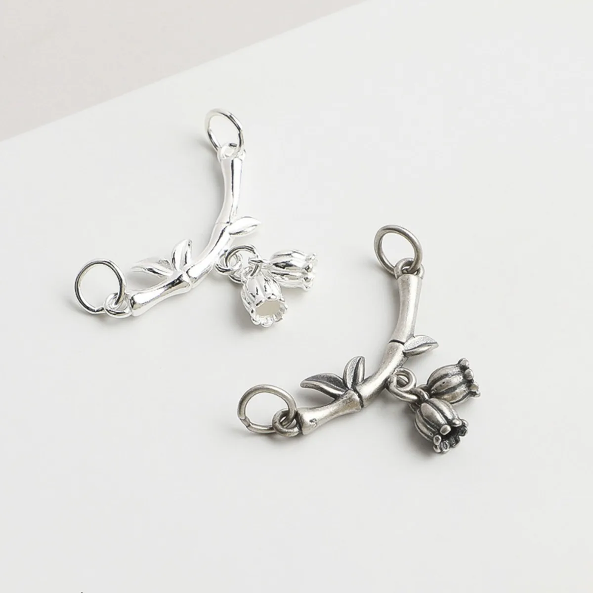 

1 шт. S925 стерлингового серебра бамбуковая форма изогнутые трубчатые бусины и бусины-разделители с подвесками для изготовления ювелирных изделий