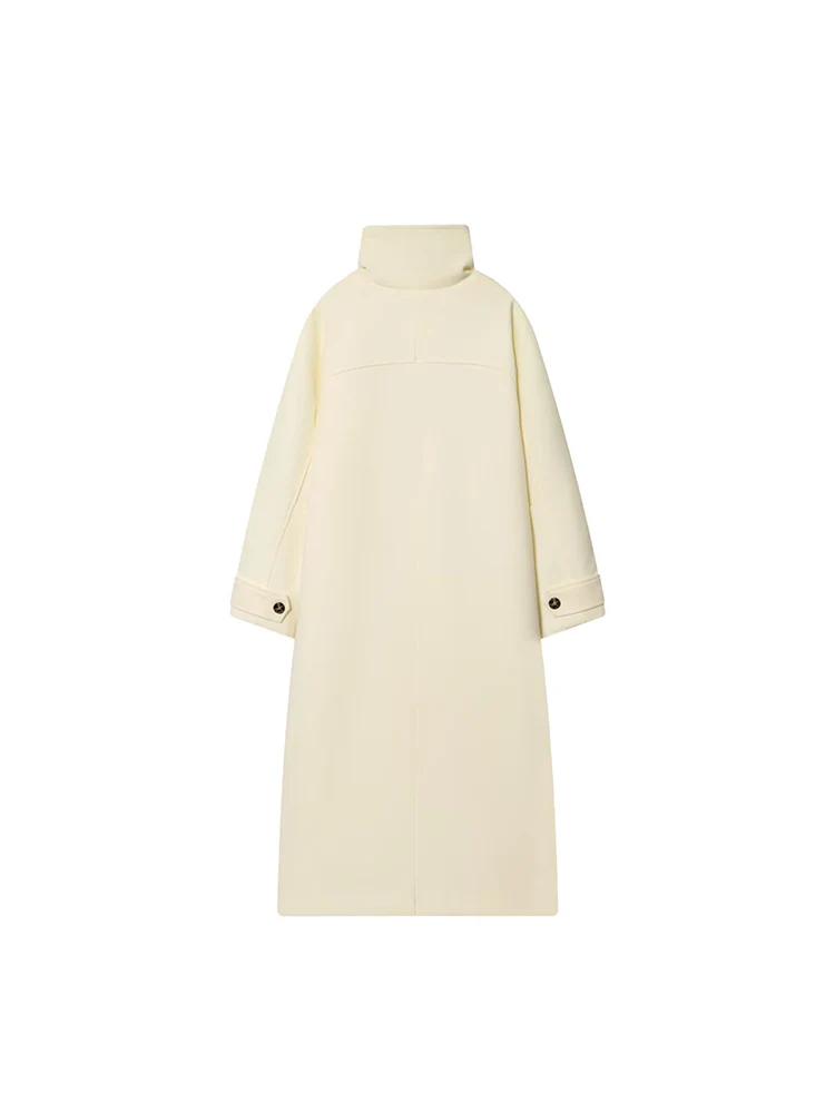 European style new women's fashion versatile and elegant double-faced wool stand-collar long-sleeved coat.