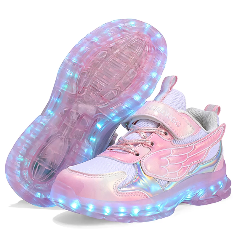 

Детские светящиеся кроссовки со светодиодной подсветкой, подарок на день защиты детей, детские уличные кроссовки для мальчиков и девочек, светящаяся обувь с зарядкой через USB