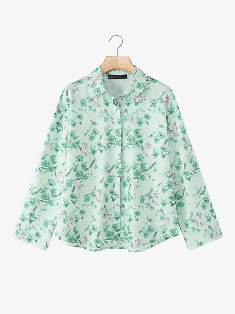 ZANZEA 2025 Vintage Women Long Sleeve Shirts Blouse Bohemian Floral Print Casual Tops Autumn Lapel Loose Stylish Blusas Clothing