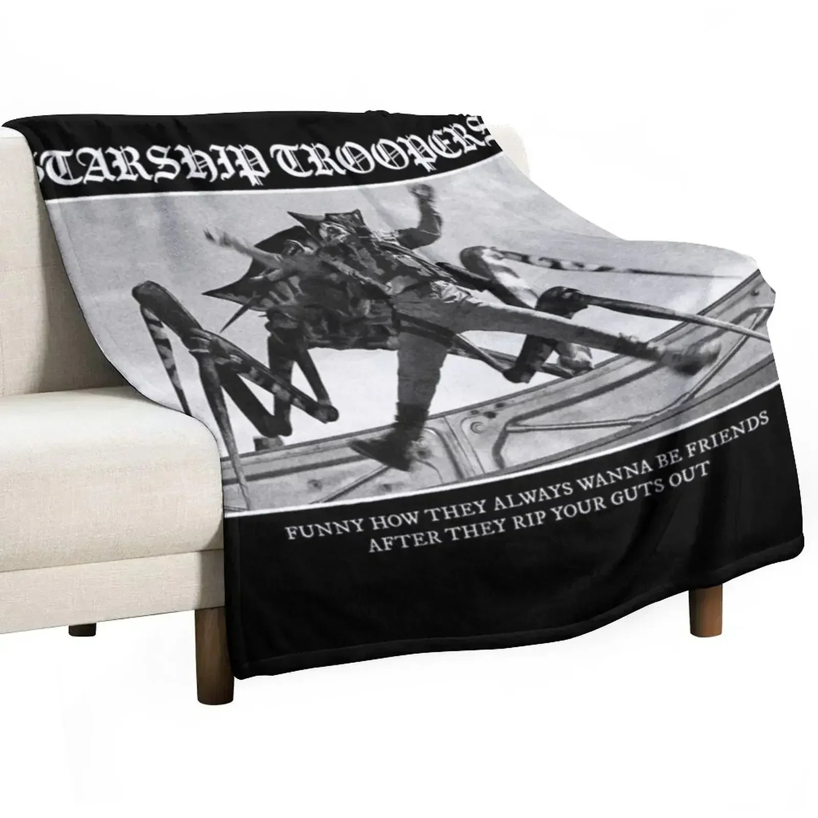Starship Troopers Always Be Friends Throw Blanket Cute Plaid Sofa Quilt Giant Sofa Comforter Softest Blankets