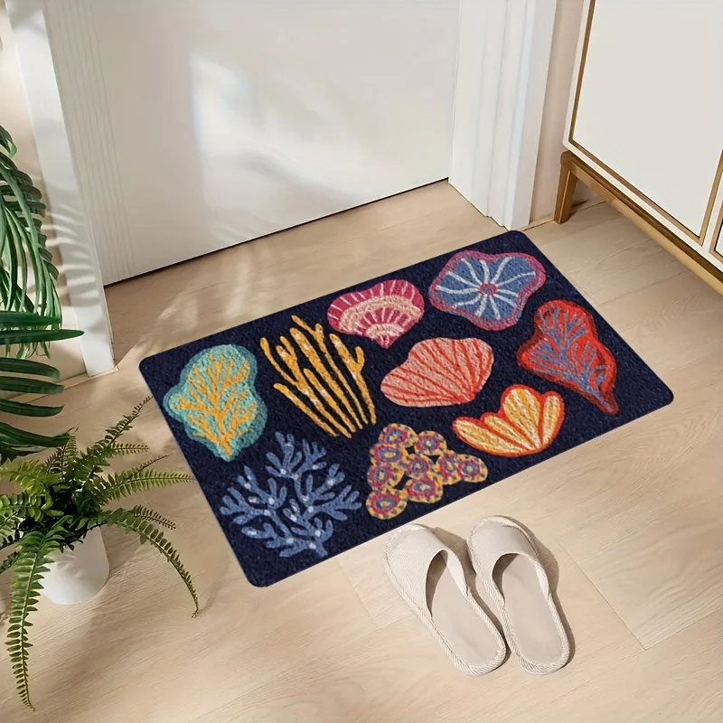 Ocean Adventure Carpet Colorful Shells and Coral Entrance Hall Bathroom Children's Room Decor Home Decor