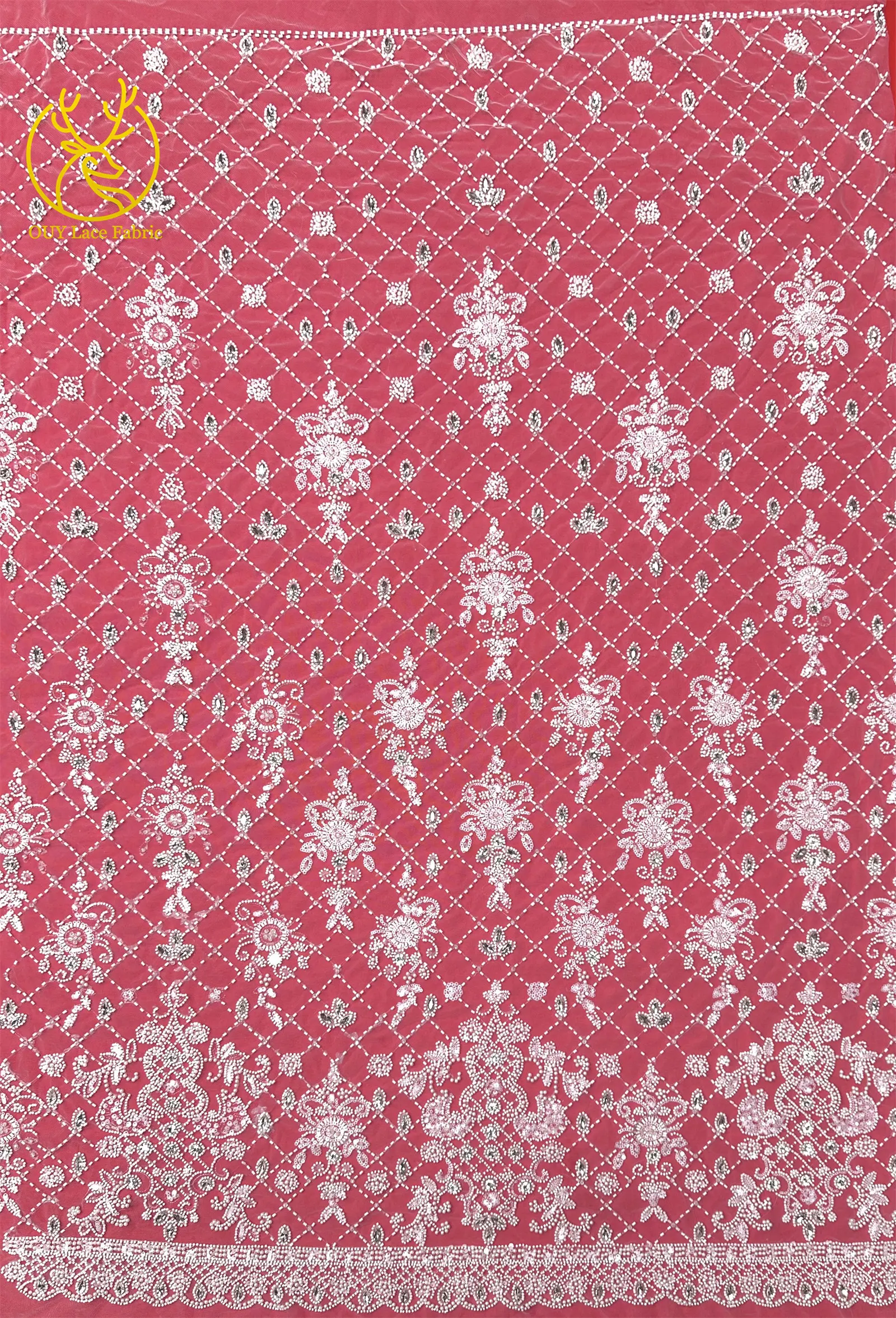 Lila afrikanischer Edelstein-Perlen-Spitzenstoff 2026 Luxuriöser französischer Pailletten-Spitzenstoff für Damen Brautkleid Hochzeitskleid Nähen 5 Yards – Detail 11