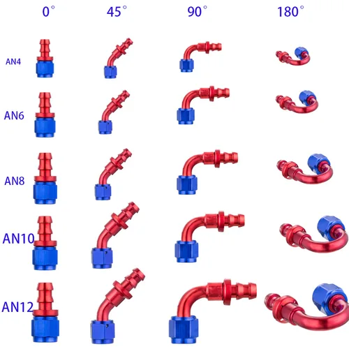 Imagen 2 del producto Universal AN4/AN6/AN8/AN10 accesorio de combustible de aceite de aluminio giratorio hembra para bloqueo de empuje Kit adaptador de extremo de manguera tubo de goma 0/45/90/180