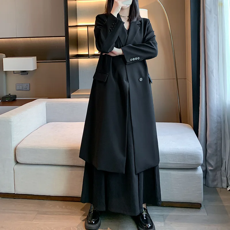 

SuperAen Spring/Autumn 2024 New Long Suit Overcoat Women's Draping Long Trench Coat