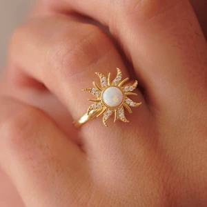خاتم شمسي قابل للتعديل من رابونزيل للنساء والفتيات ، مجوهرات مطلية بالذهب ، إكسسوارات الموضة ، حفل خطوبة الأميرة ، هدية لها أفضل 8 مبيعات لحلقة رابونزيل ملفوفة - رقم 8
