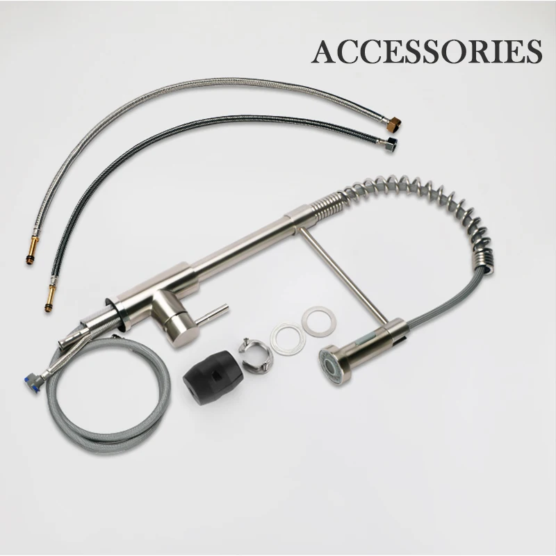 Bakicth Kitchen Pull Out Spring Faucet Deck Mounted Mixer Tap 360°  Rotation Stream Sprayer Nozzle Kitchen Sink Hot&Cold Tap