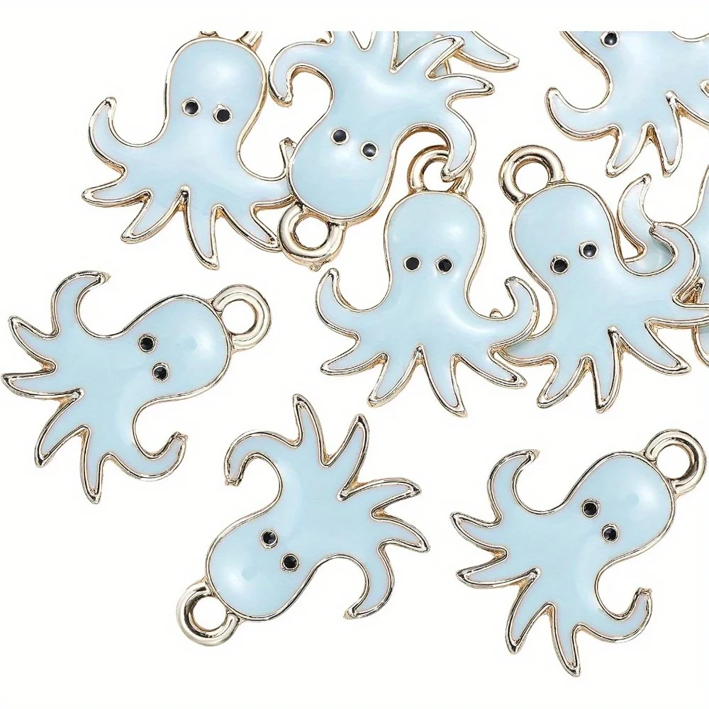 5/16/32pcs Blue Alloy Octopus Pendant for DIY Bracelets, Necklaces, Earrings, Keychains, Anklets, Pendants
