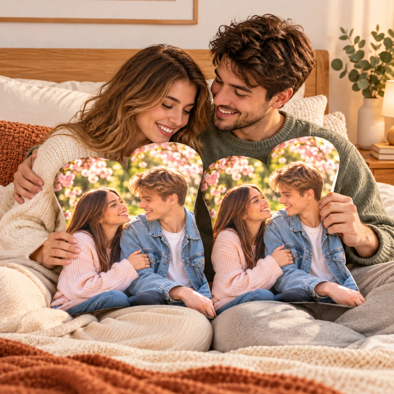 Custom Couple Irregular Photo Pillow, Personalized Double Sided Human Shape Cushion, Upload Your Own Picture DIY Customized Plus