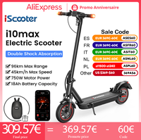 iScooter i10max Electric Scooter 750W 18Ah Powerful Electric Kick Scooter 96km Max Range 45km/h Speed Electric eScooter With APP