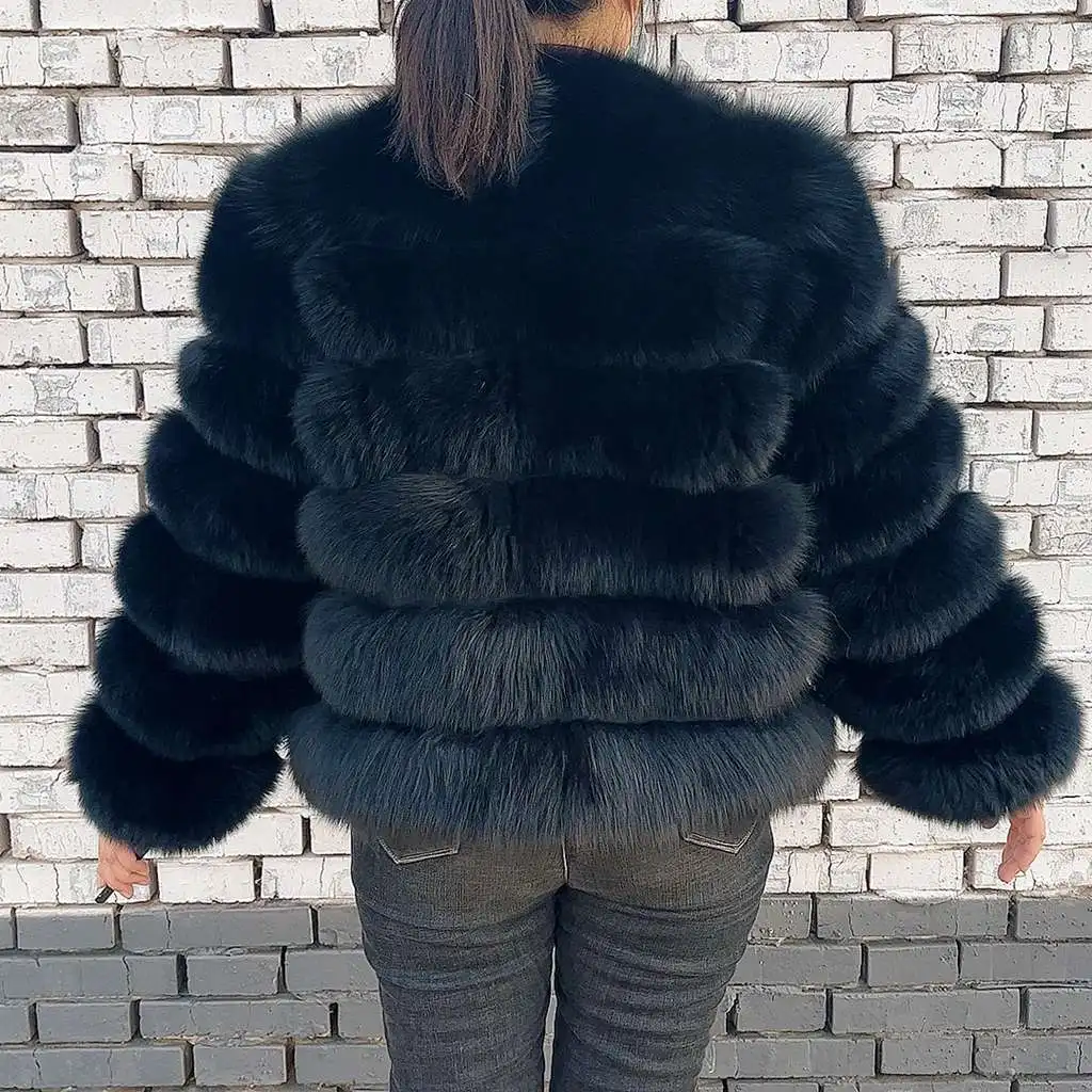 QIUNUOXI 100% Natural Fur Jacket Real Fur Coat Winter Jacket Women Natural Fox Fur Luxury Fashion 50cm Short Jacket Wholesale