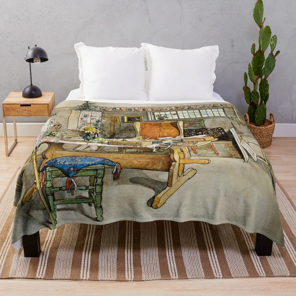 

The Studio - Carl Larsson Throw Blanket blankets and throws Retros Multi-Purpose warm for winter Blankets