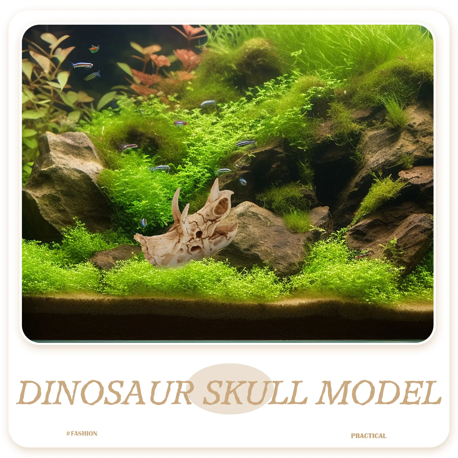 Resin Dinosaur Skull Hideout Ornament Safe Wear-Resistant Reptile Habitat Decoration Gecko Tank Accessories Gecko Hide