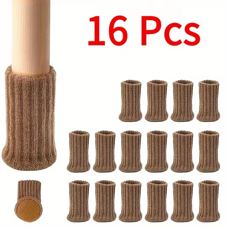 16-Piece Set Wool Elastic Table And Chair leg Double-layer Thick Knitted Material  Fit for Various Diamete ,Anti-slip And Silent