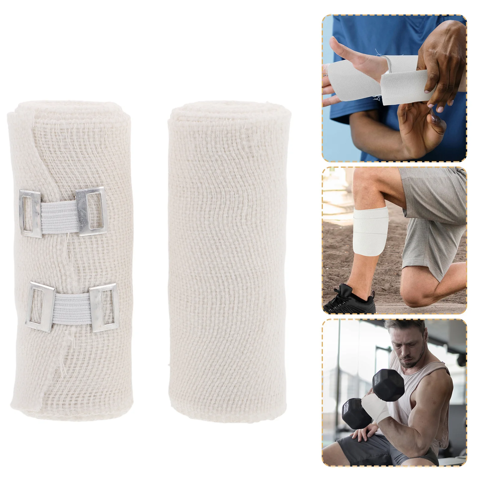 

10Pcs Adjustable Compression Wrap Athletic Support Elastic Bandage Clips Leg Ankle Breathable Flexible Beige Cohesive Bandage