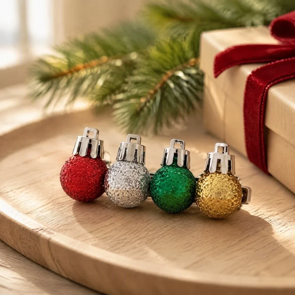 Creative Glitter Christmas Hair Clip Multicolored Cute Xmas Ball Ponytail Clip Plastic Christmas Hair Accessories Gift