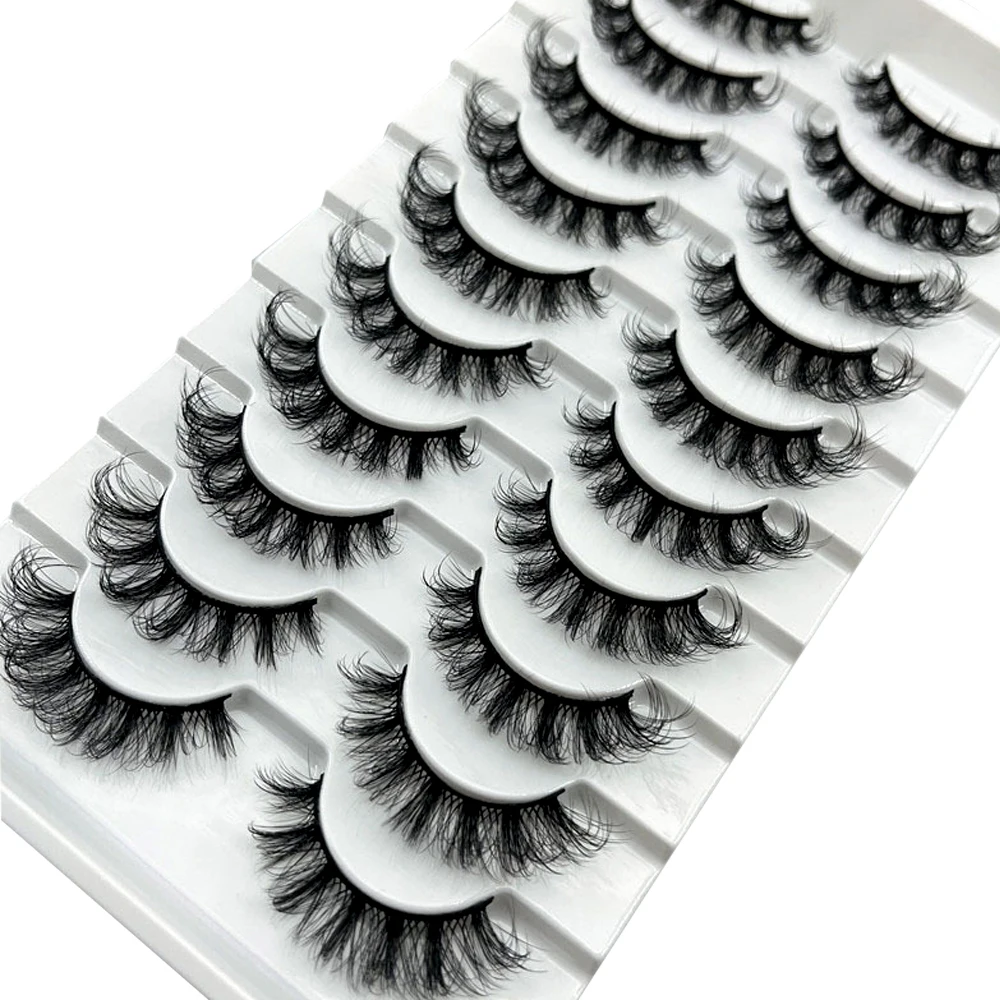 Lashes 10 Pairs DD curl Russian Strips Lashes Faux Mink Makeup Lashes 3D Mink Lashes Natural False Lashes Eyelashes Extensions