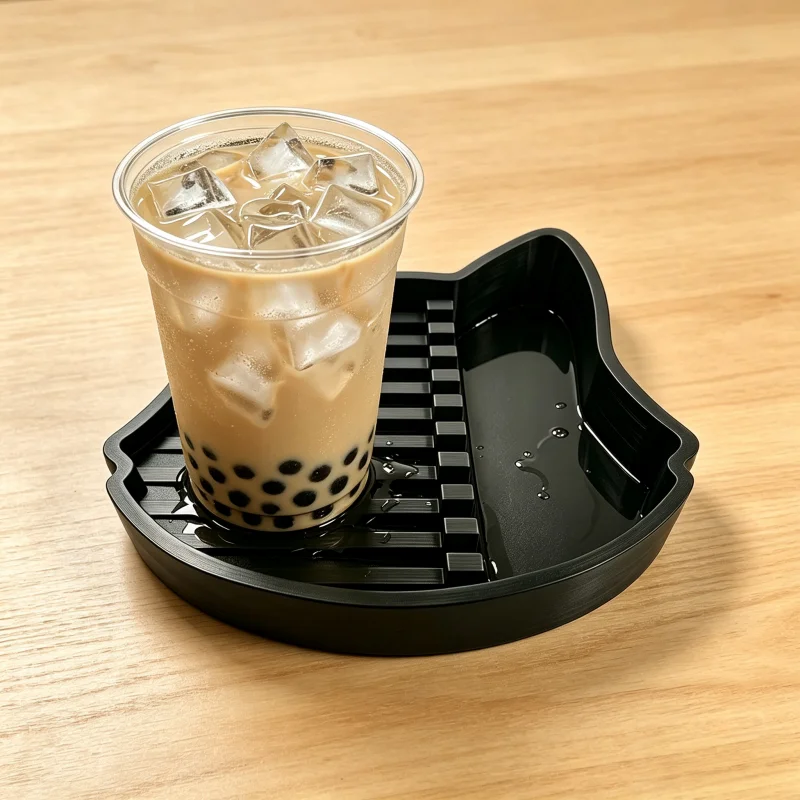 Atmospheric Cat Head Silhouette Drink Tray, Grid Drainage Structure Coaster, Easy to Clean, Suitable for Ice Drinks, Soda Cans, Glass Mugs