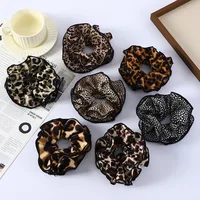 Leopard Print Hair Scrunchies Ponytail Holder Elastic Hair Bands Wrist Line Fabric Scrunchy Hair Ties for Show Sleepover Party