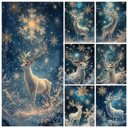 5D Christmas Snowflake Diamond Painting Snow Deer Full Square Round Rhinestone Mosaic Embroidery Cross Stitch Kit Holiday Gifts