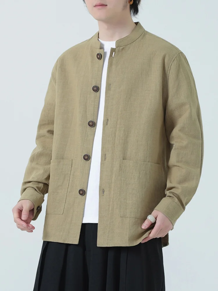 

Summer Outfit Men's New Chinese Sle Long Sve Linen Cotton irt Hanfu Tang Costume Casual Faion Breathable Thin irt