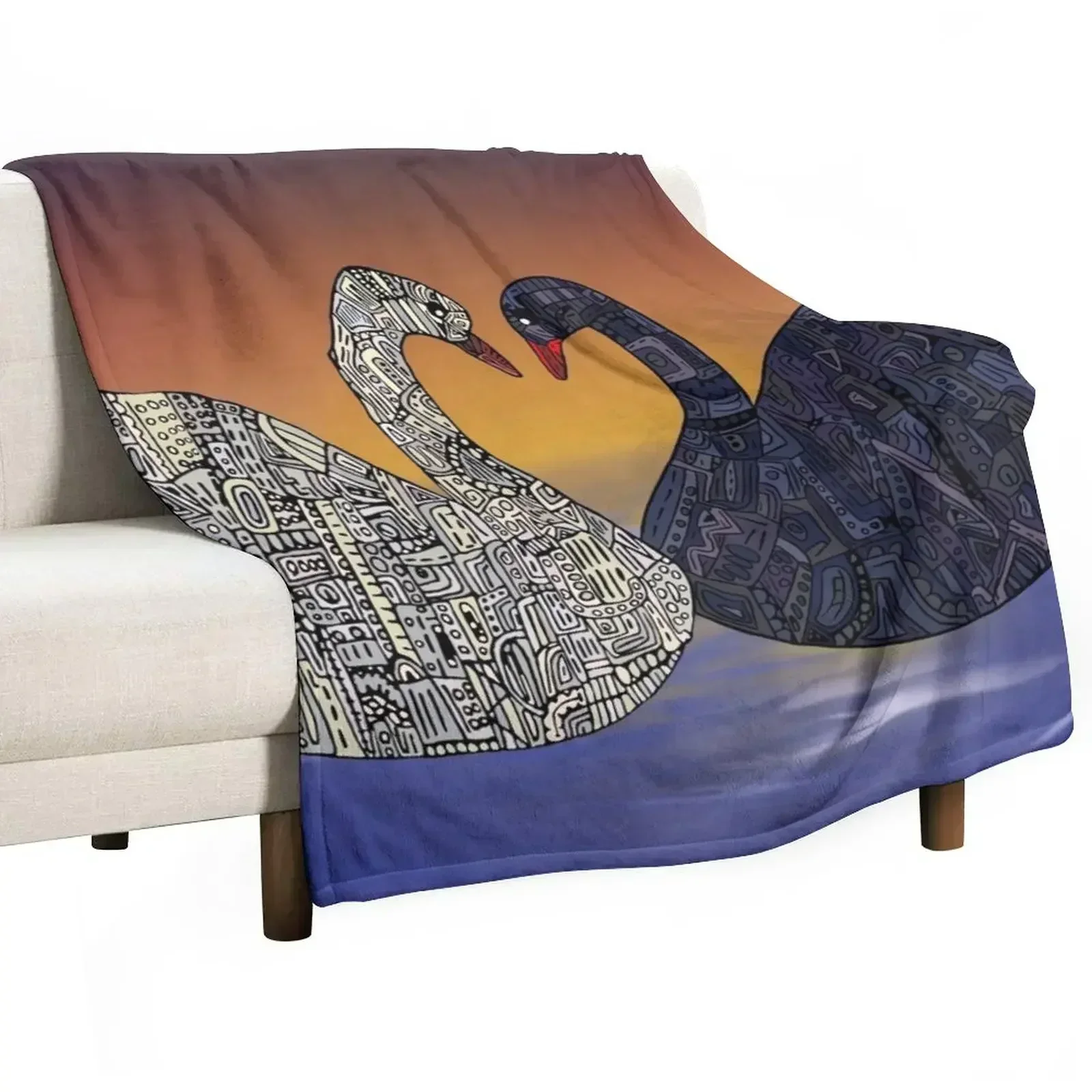 Robot Swans Throw Blanket Giant Sofa Loose Luxury Throw christmas decoration for babies Furry Blankets