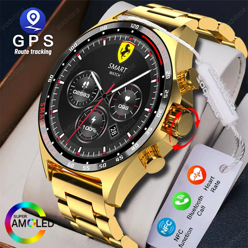 2024 New NFC Smart Watch Men AMOLED HD Screen Sport Watches Women Bluetooth Call GPS Tracker Compass IP68 Waterproof Smartwatch