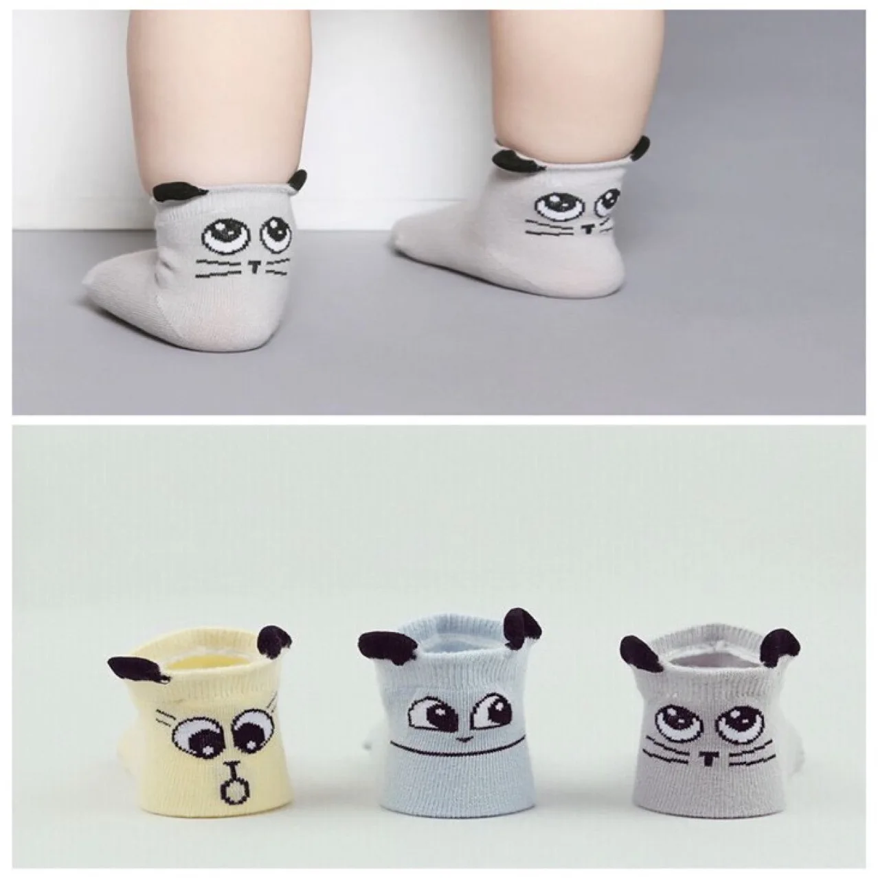 

Cute Newborn Baby Cartoon Socks Spring Autumn 100% Cotton Socks Infant Toddler Asymmetry Anti-slip Floor Socks for 0-24 Months