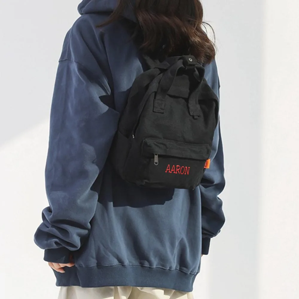 Personalized Canvas Backpack Handbag Custom Name Simple and Leisure College Student Schoolbag Boys Girls High School Backpack
