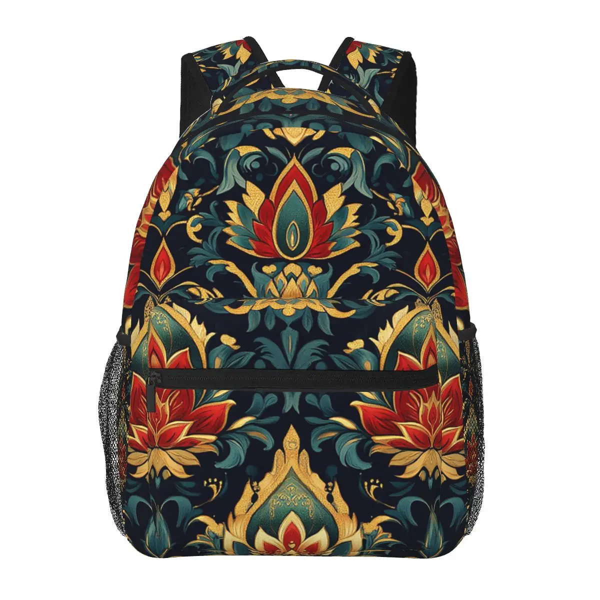 

Royal Thai Silk Lotus Pattern Backpack Hot Sale Daypack Large Capacity Boys Girls BookBag School Bag Shoulder Bags for Men Women