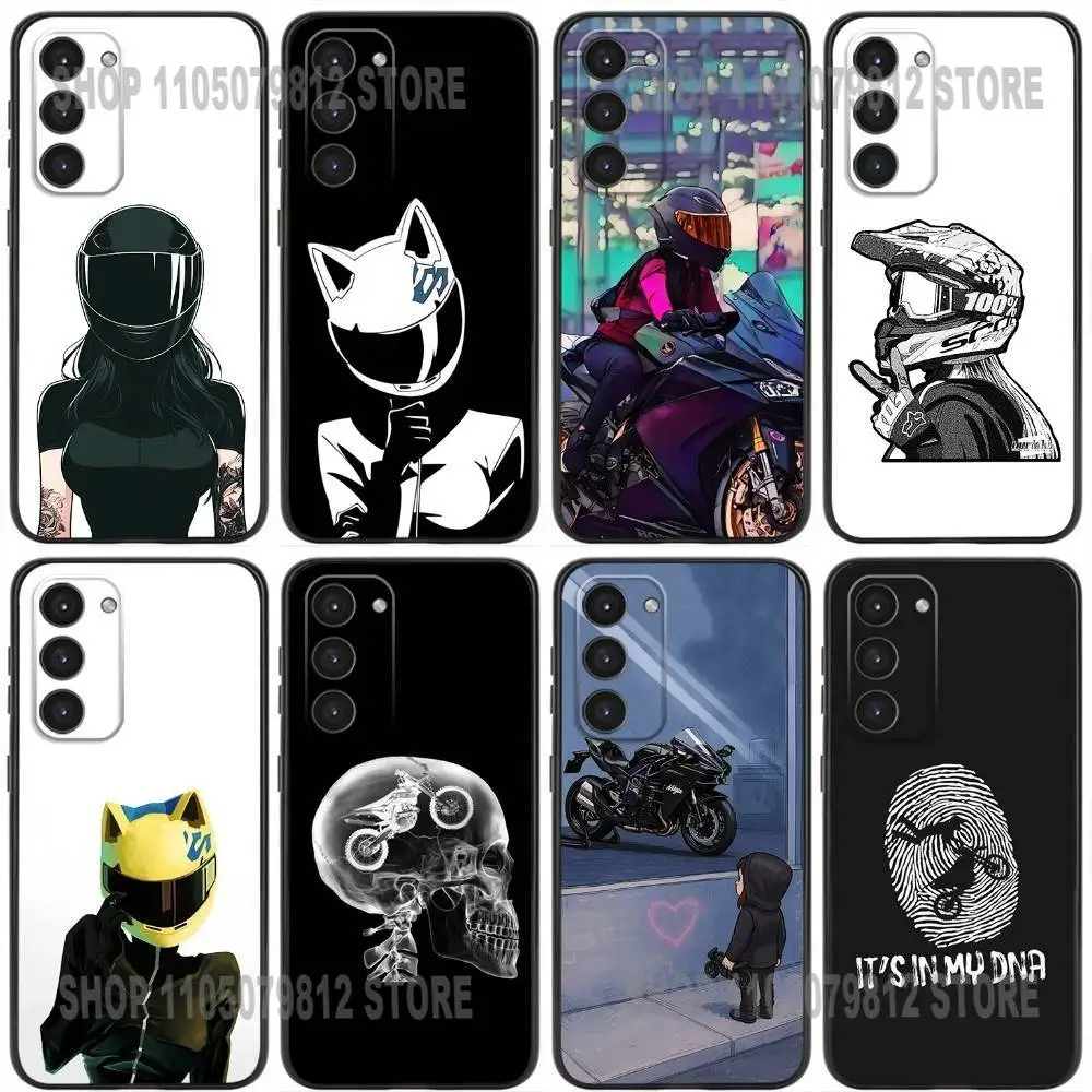 

Женский чехол для телефона на мотоцикле для Samsung Galaxy A20,21s,,22,31,32,52,53,72,73,80,91 Мягкий силиконовый черный чехол