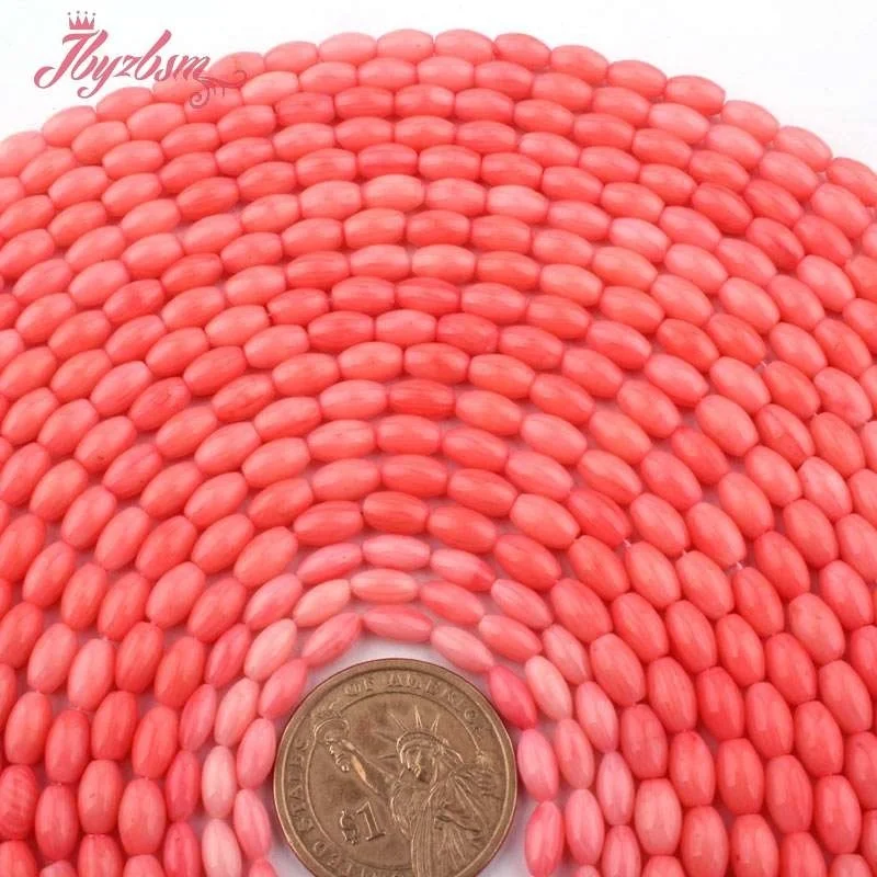 5x8/3x6mm Oval Pink Coral Loose Natural Stone Beads For DIY Necklace Bracelets Earring Jewelry Making Strand 15\