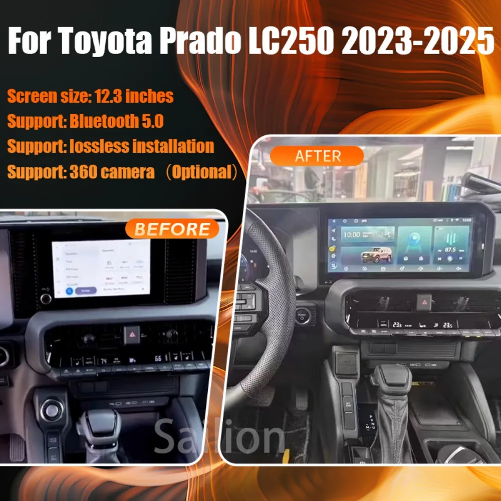 Android 14 Car Radio For Toyota Prado LC250 2023-2025 Automotive Multimedia Wireless Carplay Auto WIFI Bluetooth Stereo 4G GPS