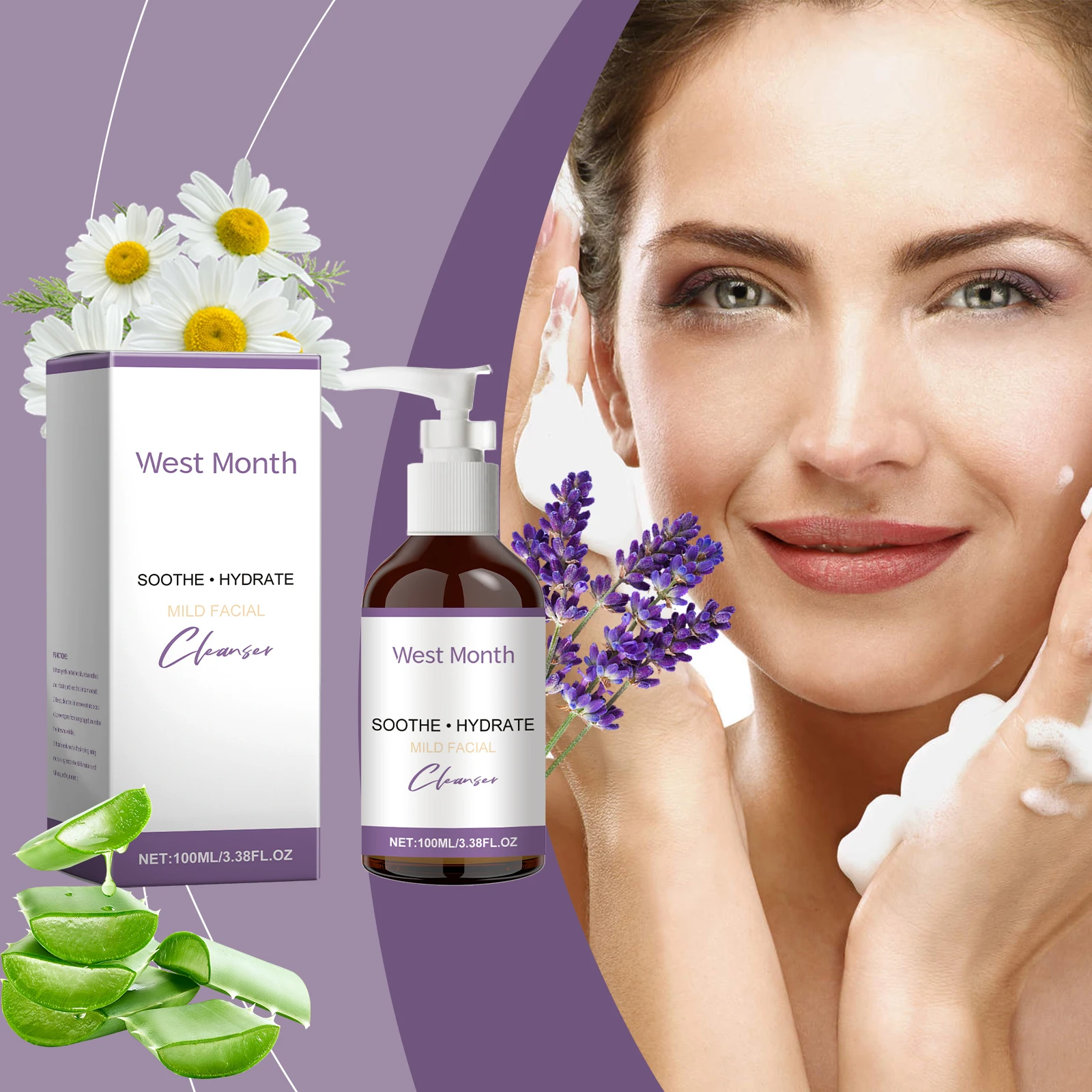 Soothe & Hydrate Mild Facial Cleanser - 100ml/3.38 fl.oz Gentle Foaming Wash for Sensitive Skin