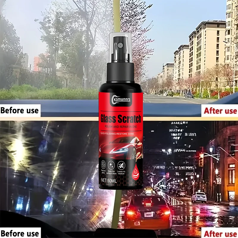 Car Glass Oil Film Polishing Spray for Restoring Clear Clarity on Cars Bathrooms Mirrors - Drip Improvement Auto Care Product