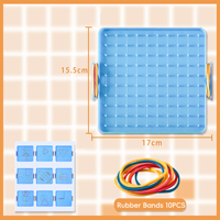 Jumbo Double-Sided Geoboard for Kids - 15.5x17.5cm Math Geometry Tool with Rubber Bands & Pegs, Clock Learning STEM Toy