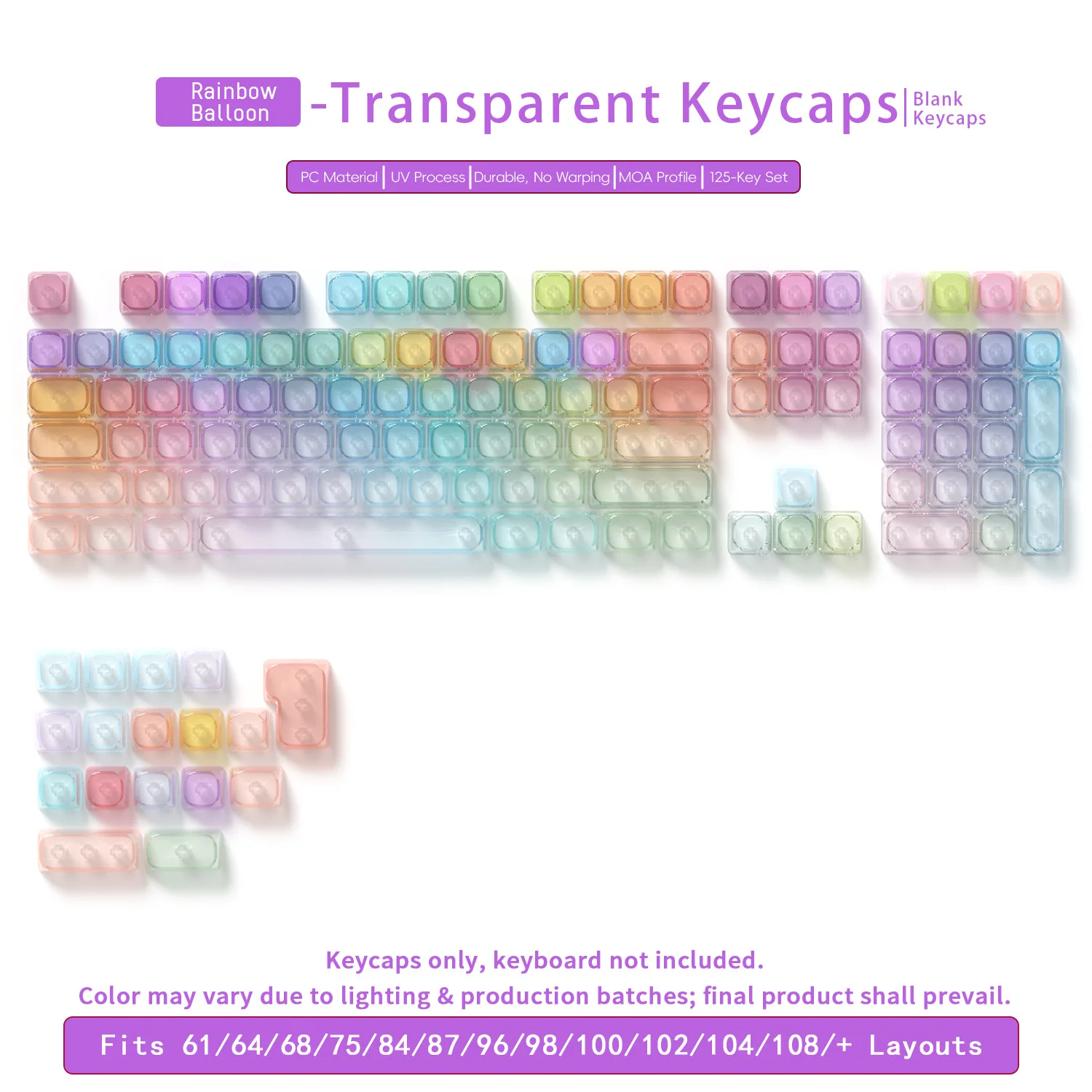 Transparent Colorful MOA Keycaps for Mechanical Keyboards PC Keycaps for DIY Custom Mechanical Keyboards