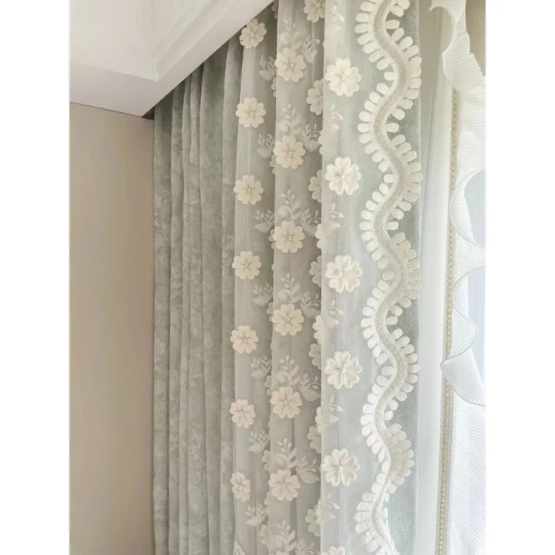 French Romantic Princess Creamy Style Fresh Healing Pastoral Curtains for Living Room Bedroom Luxury Window Drapes Custom