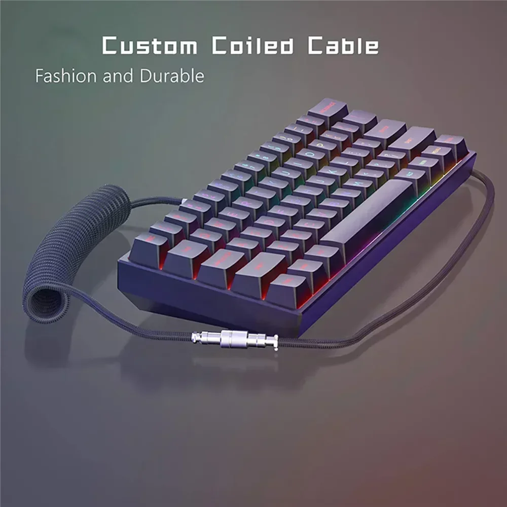 Type C Aviator Coiled Cable for Gaming Mechanical Keyboard Durable Spring Design Fast Data Power Charging Anti-Break Wire