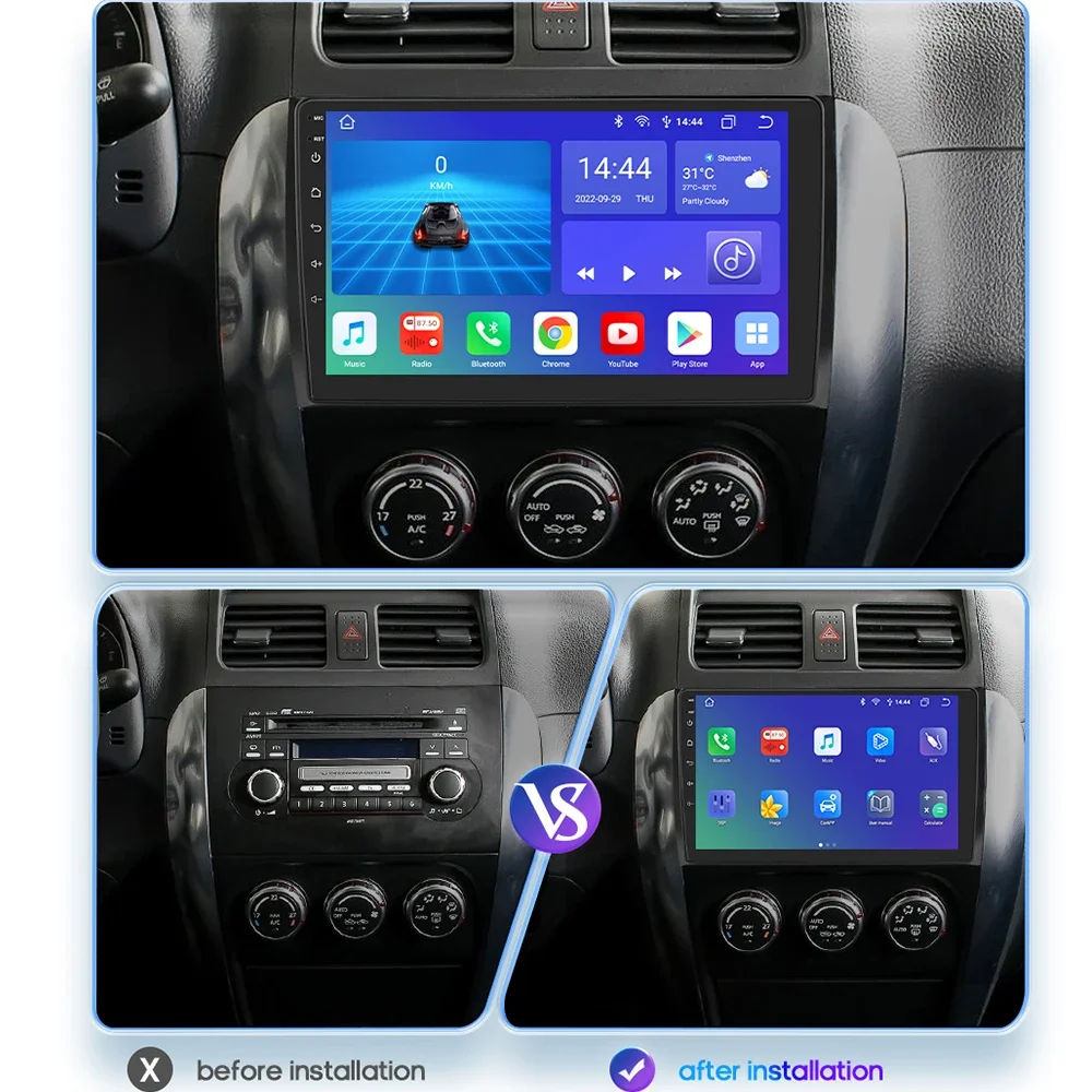 Autoradio Android pour Suzuki SX4 2006-2013 Fiat Sedici 2005-2014, 4G, Limitation, Lecteur Vidéo, Navigation, 2Din, Carplay, Audio Stéréo