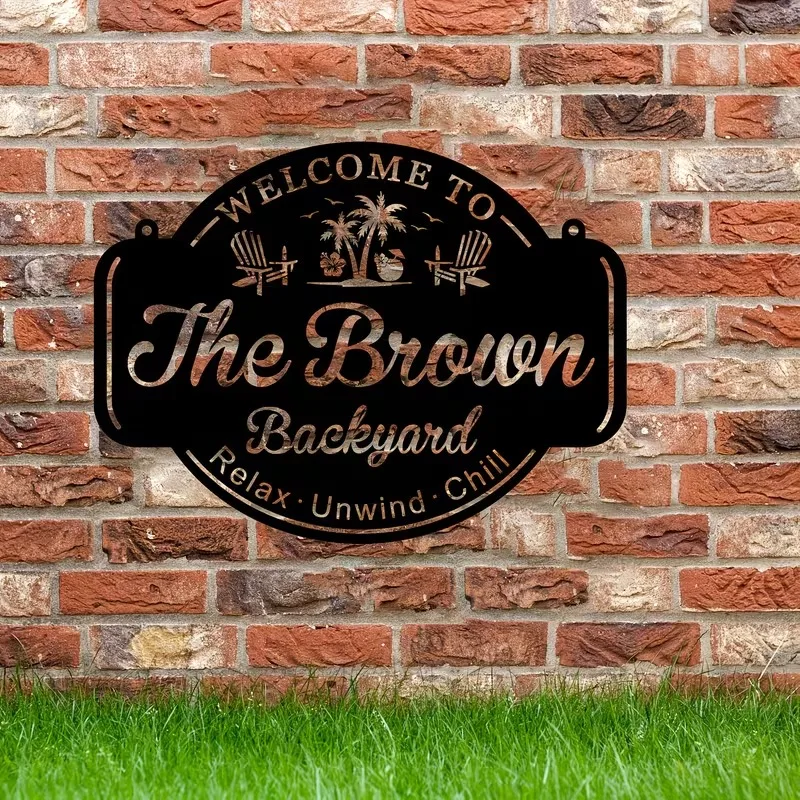 Personalized Backyard Decor Signs, Custom Patio Sign, Family Name Sign, Custom Metal Sign for Backyard, Bar Sign, Camper Decor