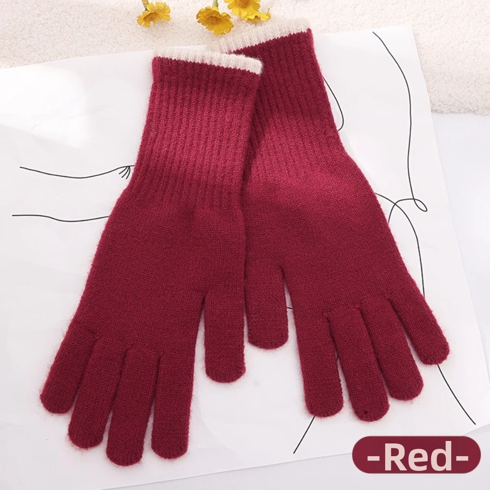Long Design Knit Gloves Stretch Yarn Finger Opening Design Touchscreen Gloves Cycling Thermal Warm Full Finger Gloves For Women