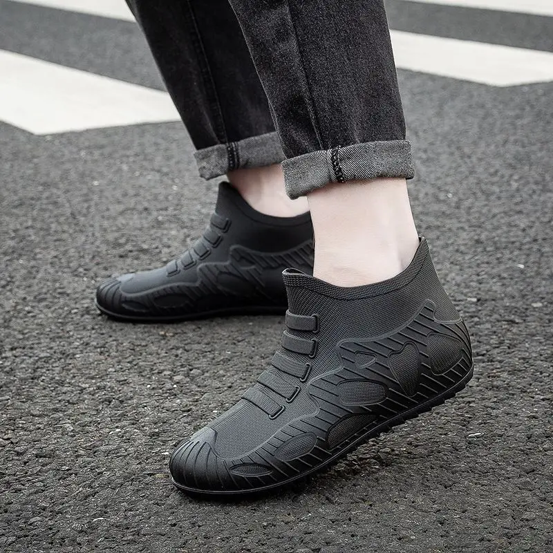Winter Waterproof Fleece-lined Short Man Shoes Chef Kitchen Original on Offer Gumboots Water Wear-resistant Rain Boots for Men - view 5