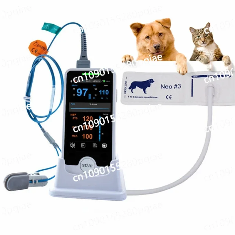 Handheld Touch Screen Veterinary Monitor Multi-parameter Cat Dog Animal Vet Pulse Oximeter Vital Signs Monitor