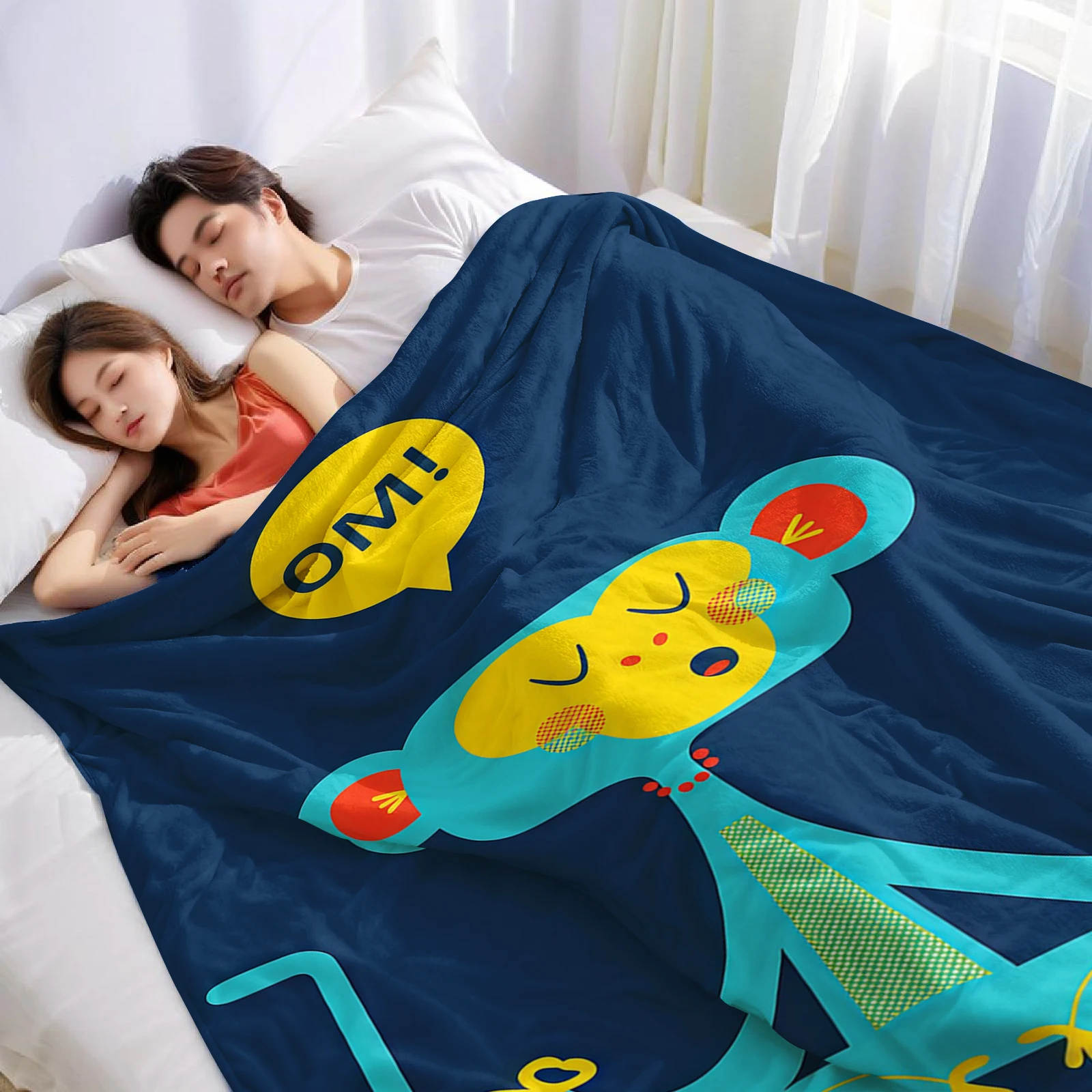 Cute Meditating Monkey Christmas Fleece Throw Blanket Soft Warm Cozy Xmas Home Decor for Bed Sofa Couch Holiday Present
