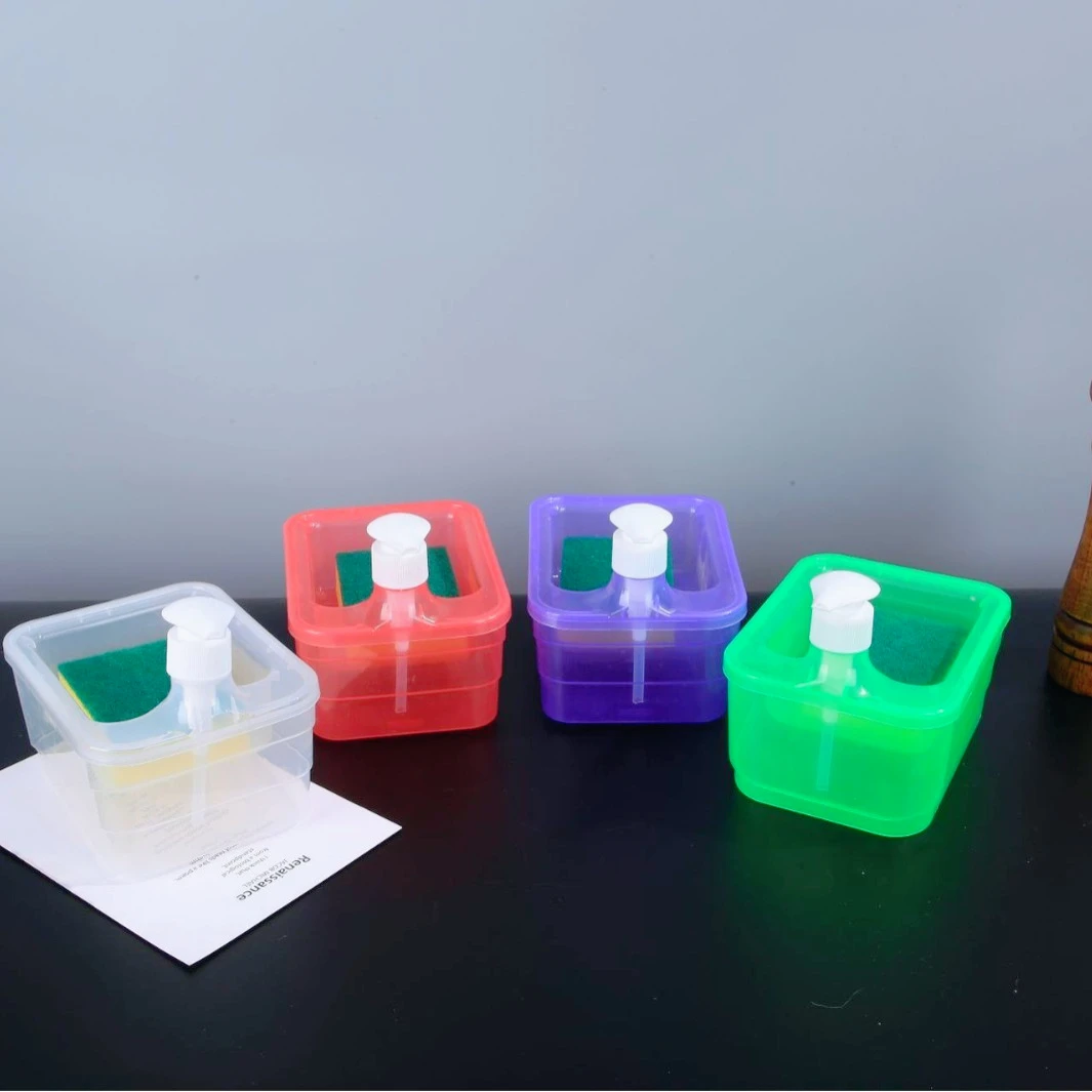 

Creative 2 in 1 Kitchen Soap Dispenser with Sponge Holder Dishwashing Liquid Pump Container